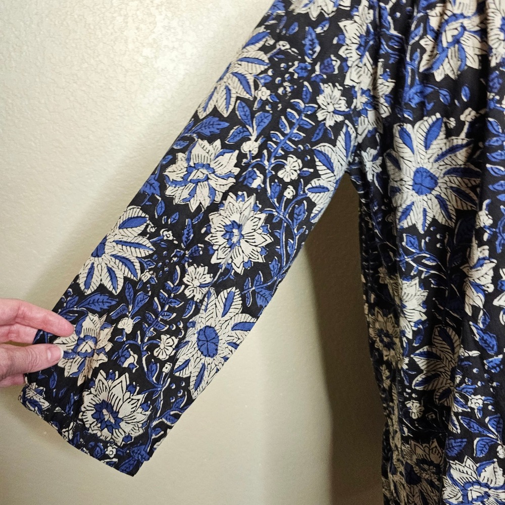 The Shirt Rochelle Behrens Floral Drop Waist Mini Dress Blue Black Womens Small - Picture 3 of 9